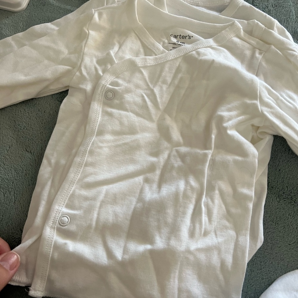 Carter's Soft White Baby Button Long Sleeve 4 pack
